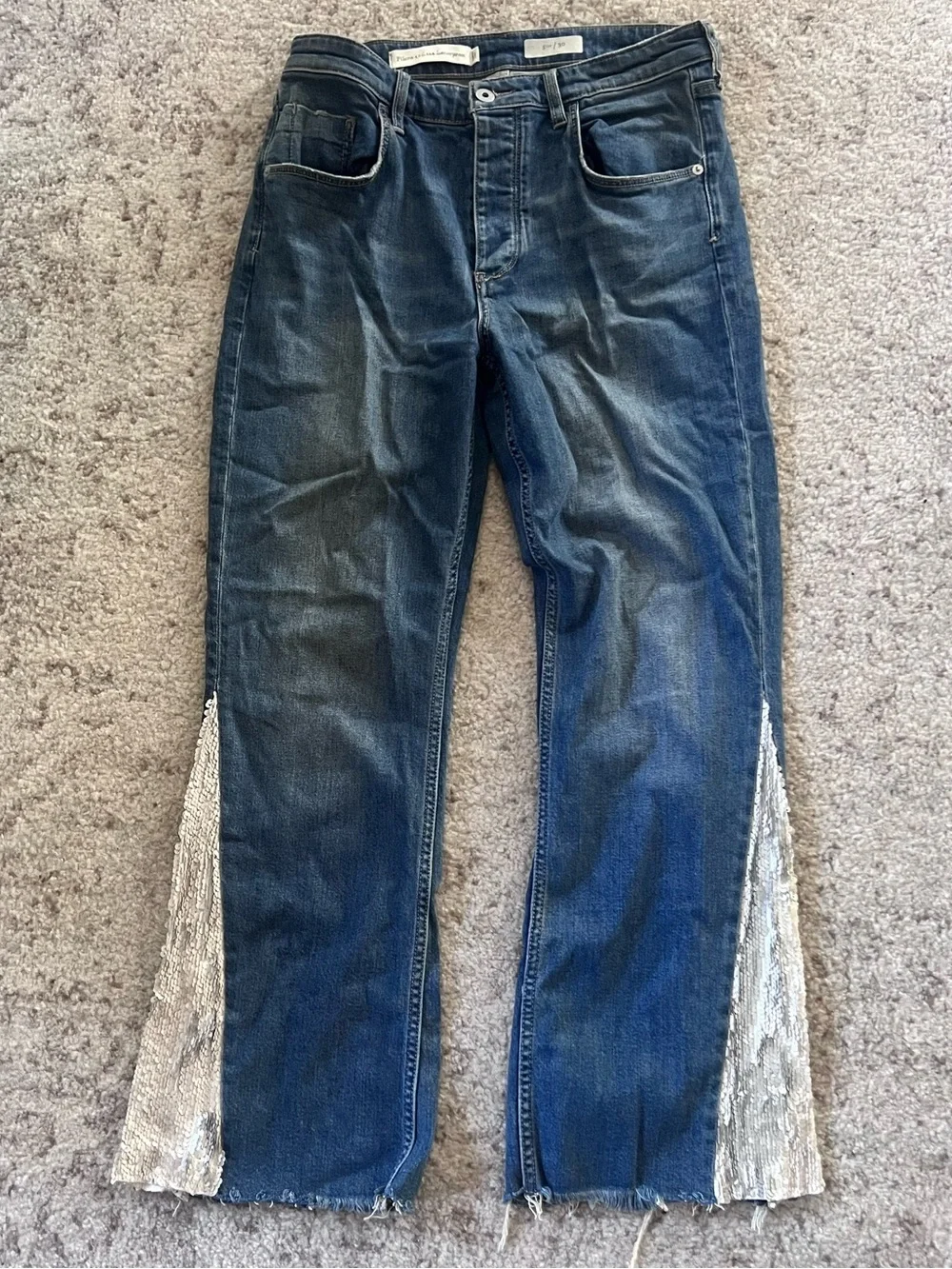 Size 30 Pilcro and the Letterpress Sequin Flare Jeans
